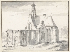 Ruïne van het schip van de kerk te Bergen (Noord-Holland) by Anthonie Waterloo