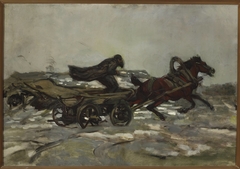 Rushing cart driven by a Jew by Józef Chełmoński