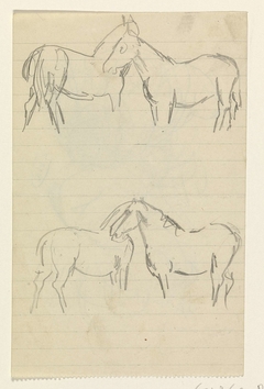 Schetsblad met studies van paarden by Leo Gestel