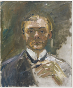 Self-Portrait with Raised Hand by Max Beckmann