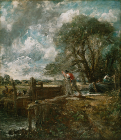 Sketch for A Boat Passing a Lock by John Constable