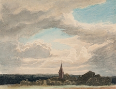 Steeple in a Landscape in Odenthal, Study by Werner Holmberg