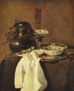 Still Life with a Pewter Flagon and Two Ming Bowls by Jan Treck