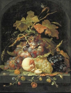 Still life with grapes and other fruit by Abraham Mignon