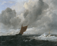 Stormy Sea with Sailing Vessels by Jacob van Ruisdael