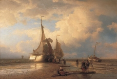 Strandbild mit Fischern by Andreas Achenbach