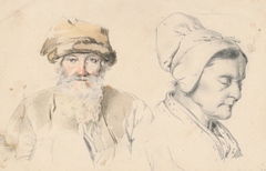 Study of Old Man and Woman by Friedrich Carl von Scheidlin