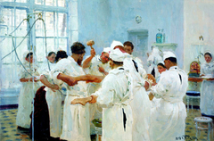 Surgeon E. V. Pavlov in the operating room by Ilya Repin