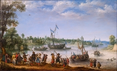 The Departure of the Pilgrim Fathers from Delfshaven on their Way to America by Adam Willaerts