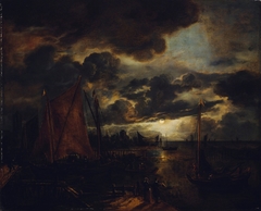 The river at moonlight by Aert van der Neer