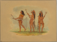 Three Celebrated Ball Players - Choctaw, Sioux and Ojibbeway by George Catlin