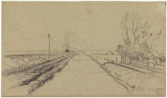 Trein in een polderlandschap by Paul Joseph Constantin Gabriël