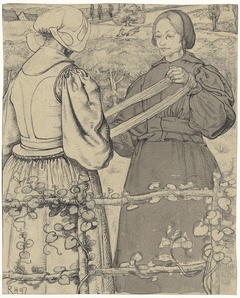 Twee Huizer meisjes die garen winden by Richard Roland Holst