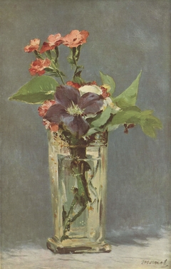 Nelken und Clematis in einer Kristallvase by Edouard Manet