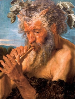 Satyr playing flute by Jacob Jordaens