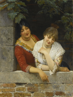 Venetians at the balcony by Eugene de Blaas