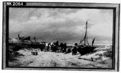 Vissers op het strand by Johannes Hermanus Barend Koekkoek