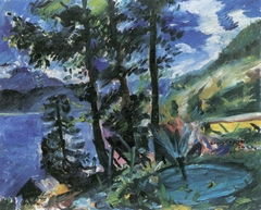 Walchensee mit Springbrunnen by Lovis Corinth