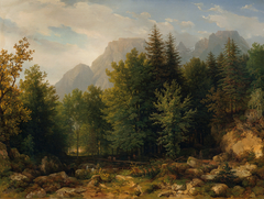 Waldlandschaft im Hochgebirge by Thomas Ender