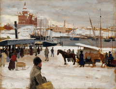 Winter Day in Helsinki Market Square, Study by Albert Edelfelt