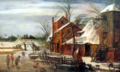 Winter Landscape with Ice Skaters by Esaias van de Velde