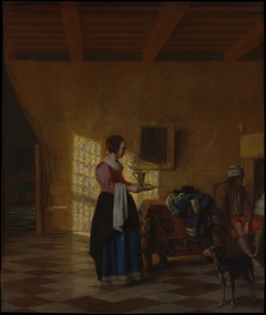 Woman with a Water Pitcher, and a Man by a Bed ("The Maidservant") by Pieter de Hooch