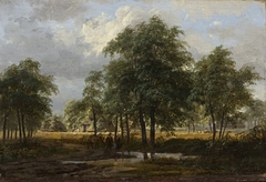 Wooded landscape by Meindert Hobbema