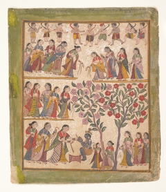 Yashoda Binds Krishna’s Hands: Page from a Dispersed Bhagavata Purana Manuscript by Anonymous