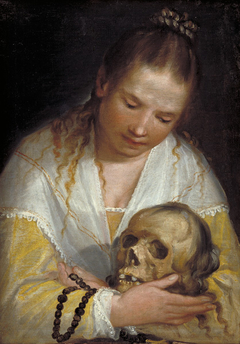 Young Women Contemplating a Skull by Alessandro Casolani