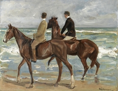 Zwei Reiter am Strand nach links by Max Liebermann